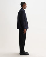 wax london men's Otto - Navy And Brown Ornate Quilted Overshirt