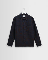 wax london men's Otto - Navy And Brown Ornate Quilted Overshirt