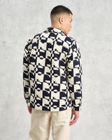 wax london Otto - Navy And Ecru Jigsaw Jacquard Overshirt