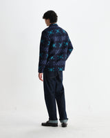 wax london men's Otto - Navy And Teal Blanket Quilted Overshirt