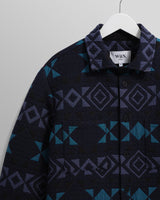wax london men's Otto - Navy And Teal Blanket Quilted Overshirt