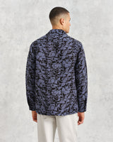 wax london Otto Overshirt Black/Blue Floral Quilt