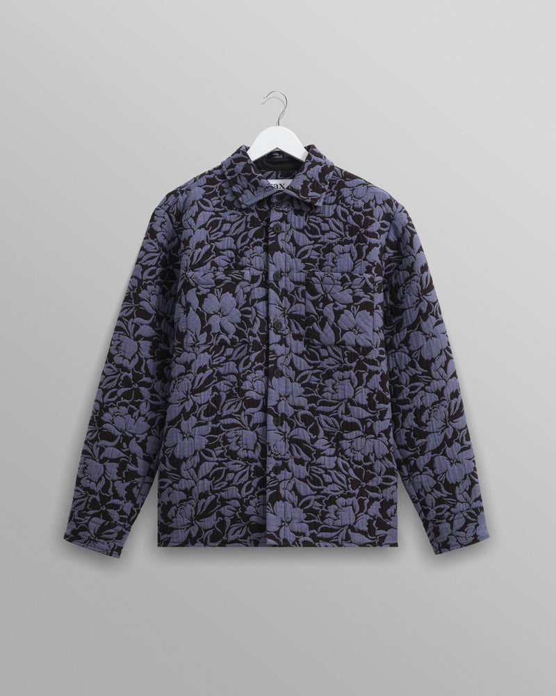 wax london Otto Overshirt Black/Blue Floral Quilt