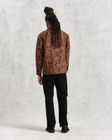 wax london Otto Overshirt Khaki/Burgundy Floral Quilt