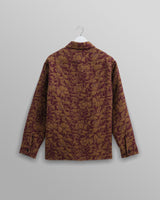 wax london Otto Overshirt Khaki/Burgundy Floral Quilt