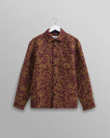 wax london Otto Overshirt Khaki/Burgundy Floral Quilt