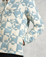 wax london Otto - Pale Blue And Ecru Jigsaw Jacquard Overshirt