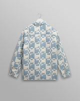 wax london Otto - Pale Blue And Ecru Jigsaw Jacquard Overshirt