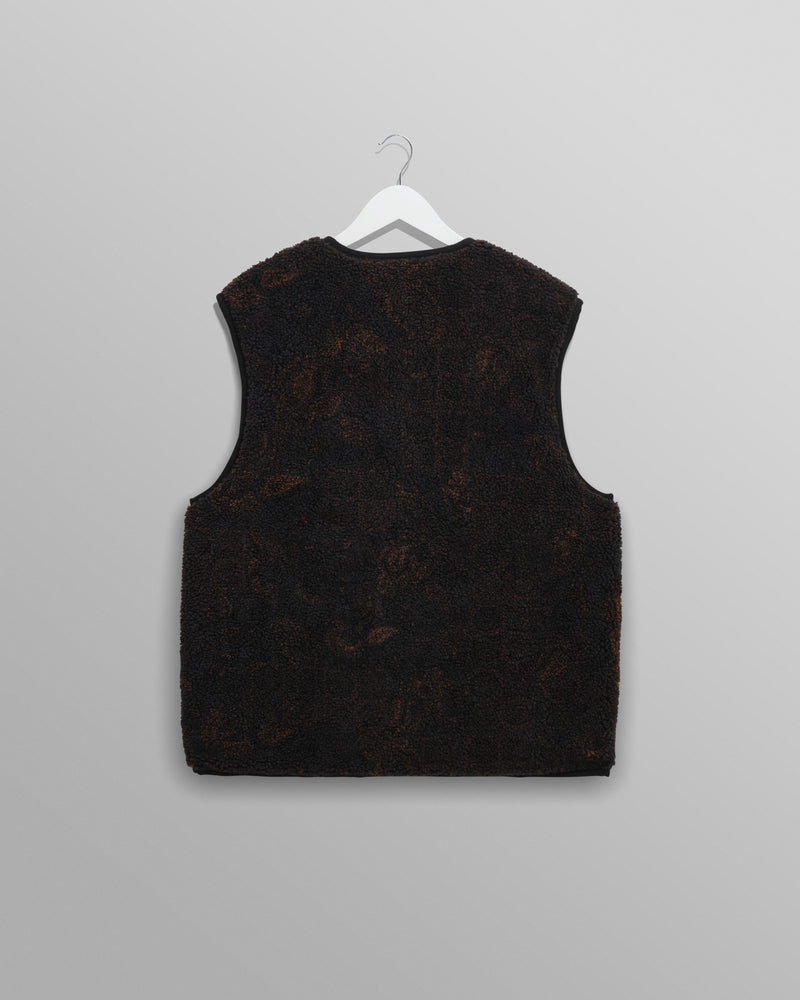 wax london men's Paragon - Black And Brown Reversible Paisley Borg Gilet
