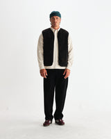 wax london men's Paragon - Black And Brown Reversible Paisley Borg Gilet