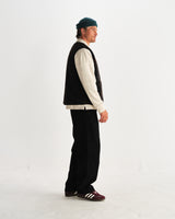 wax london men's Paragon - Black And Brown Reversible Paisley Borg Gilet