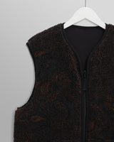 wax london men's Paragon - Black And Brown Reversible Paisley Borg Gilet