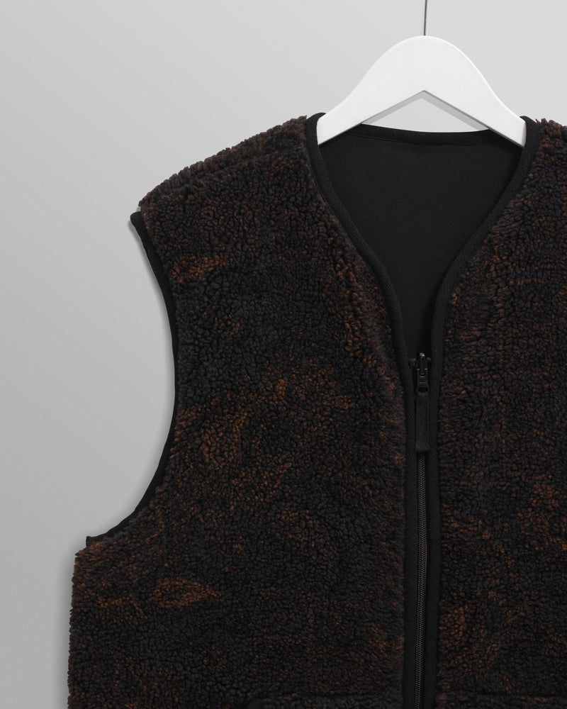 wax london men's Paragon - Black And Brown Reversible Paisley Borg Gilet