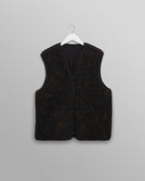 wax london men's Paragon - Black And Brown Reversible Paisley Borg Gilet