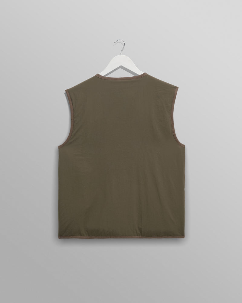 wax london men's Paragon - Natural Reversible Nylon And Wool Gilet