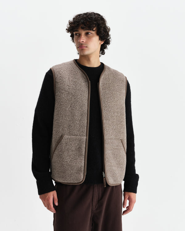 wax london men's Paragon - Natural Reversible Nylon And Wool Gilet