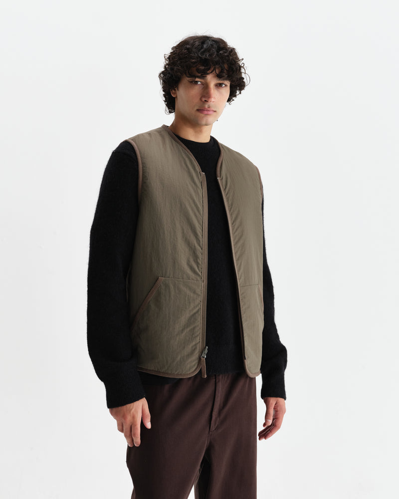 wax london men's Paragon - Natural Reversible Nylon And Wool Gilet