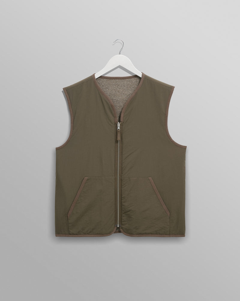 wax london men's Paragon - Natural Reversible Nylon And Wool Gilet