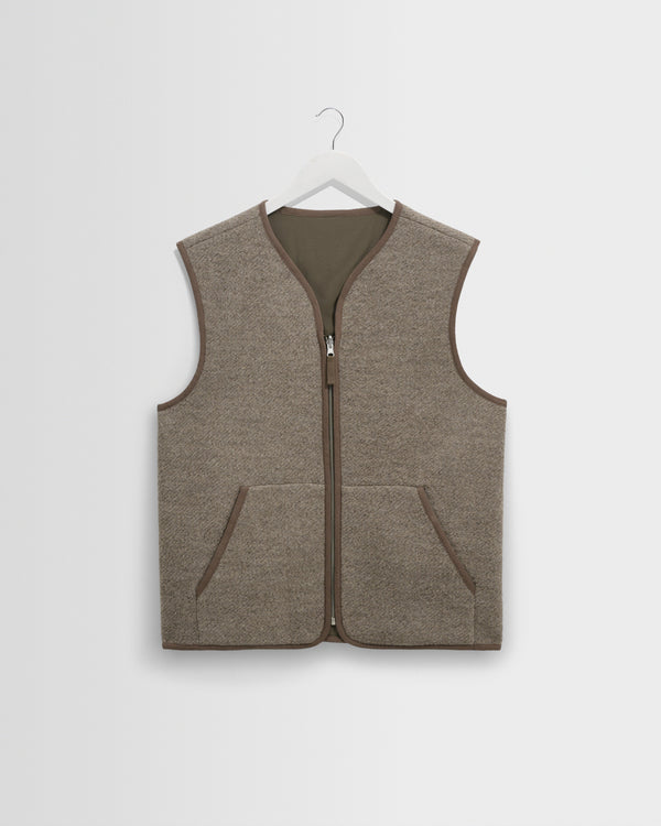 wax london men's Paragon - Natural Reversible Nylon And Wool Gilet