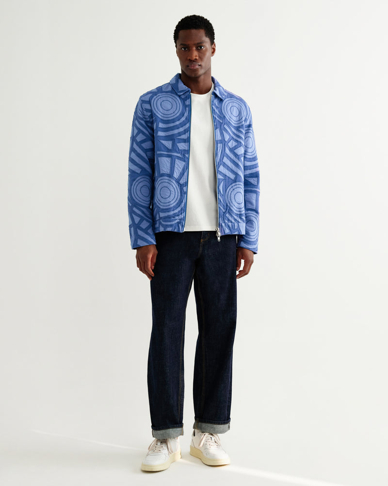 Men's Bright Blue Tonal Applique Jacket | Wax London