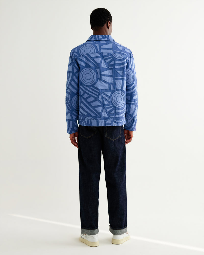 Men's Bright Blue Tonal Applique Jacket & Wax London