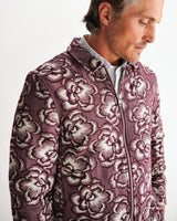 wax london men's Park - Burgundy And Ecru Floral Jacquard Jacket