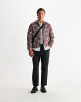 wax london men's Park - Burgundy And Ecru Floral Jacquard Jacket