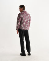wax london men's Park - Burgundy And Ecru Floral Jacquard Jacket