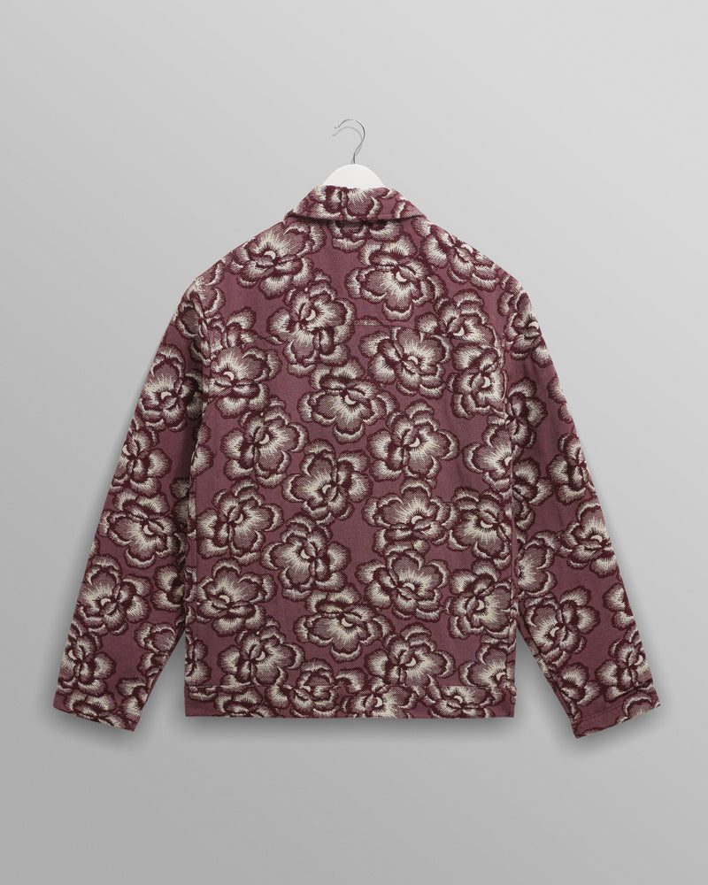 wax london men's Park - Burgundy And Ecru Floral Jacquard Jacket