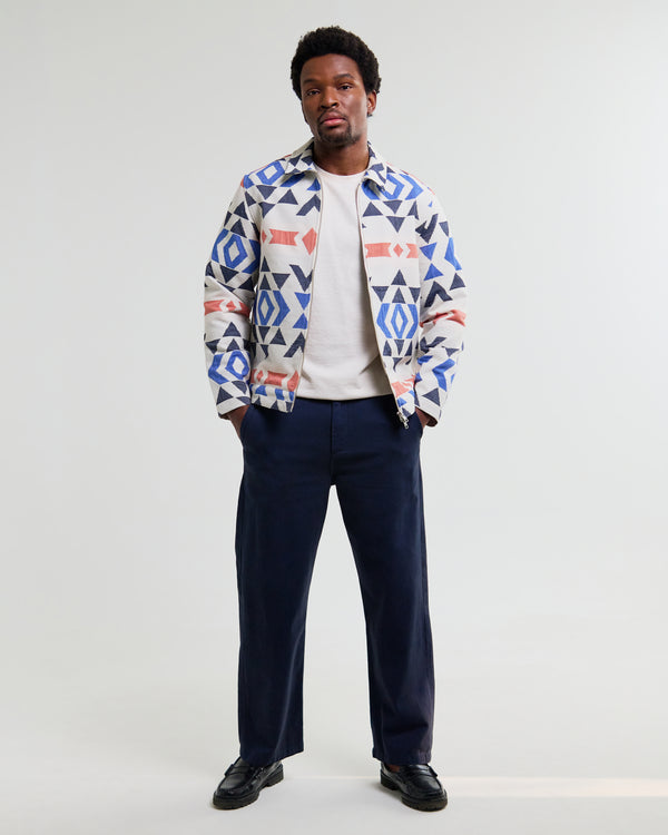 wax london men's Park - Ecru And Multicolour Aztec Jacquard Jacket