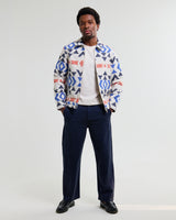 wax london men's Park - Ecru And Multicolour Aztec Jacquard Jacket