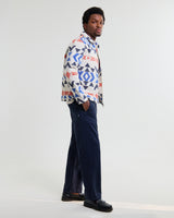 wax london men's Park - Ecru And Multicolour Aztec Jacquard Jacket