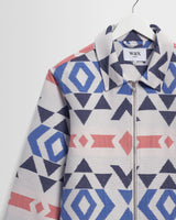wax london men's Park - Ecru And Multicolour Aztec Jacquard Jacket