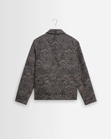 wax london men's PARK JACKET GEO WAVE JACQUARD NAVY / BROWN