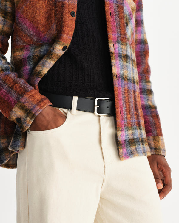 wax london men's Paton - Black Leather Belt