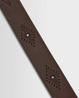 wax london men's Paton - Brown Embroidered Leather Belt
