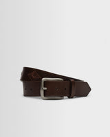 wax london men's Paton - Brown Embroidered Leather Belt