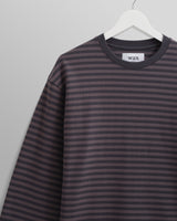 wax london Peak - Charcoal Striped Textured Organic Cotton T-Shirt