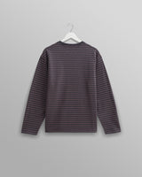 wax london Peak - Charcoal Striped Textured Organic Cotton T-Shirt