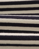 wax london Peak - Ecru Striped Textured Organic Cotton T-Shirt