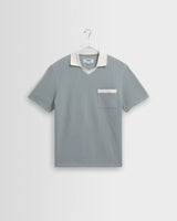 Pendal - Blue And Ecru Ribbed Organic Cotton Polo Shirt