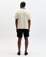 Pendal - Ecru And Blue Ribbed Organic Cotton Polo Shirt