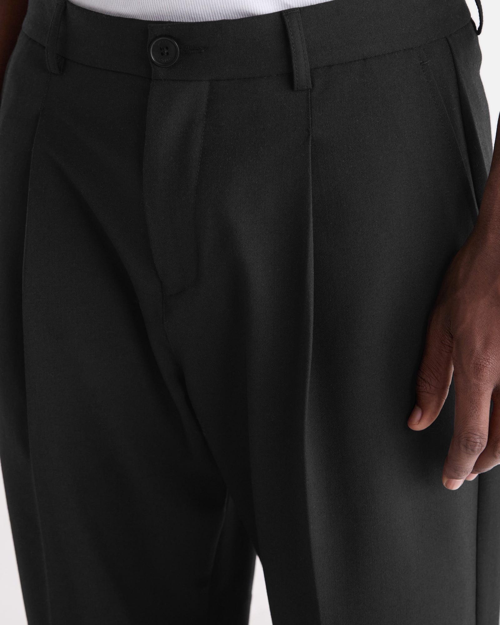 Men's Black Wool Blend Twill Trouser | Wax London