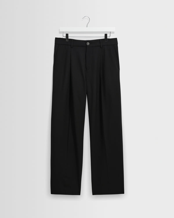 wax london men's Piper - Black Wool Blend Twill Trouser