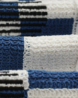 Porto - Ecru And Blue Square Crochet Knitted Shirt