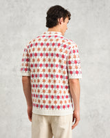 wax london Porto - Ecru And Multicolour Splash Crochet Knitted Polo Shirt