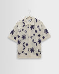 Porto - Ecru And Navy Doodle Crochet Knitted Shirt
