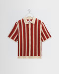 Porto - Ecru And Orange Stripe Crochet Knitted Shirt
