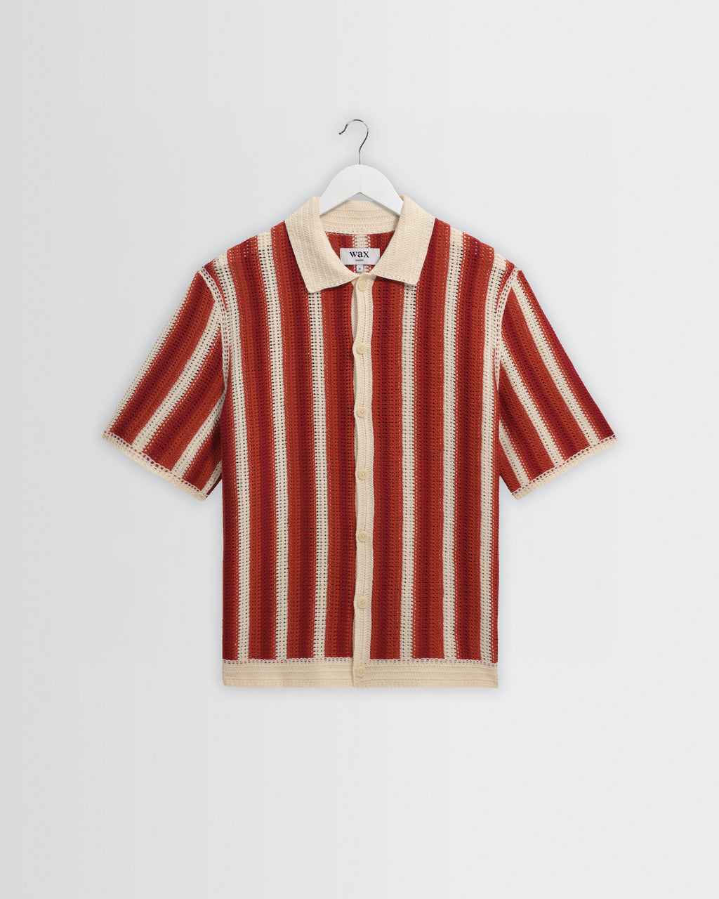 Porto Ecru Stripe Crochet Knitted Shirt