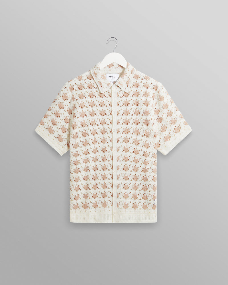 wax london Porto Shirt Ecru Splash Crochet